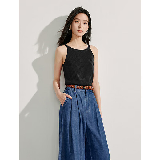 Inman thin cool knitted vest small suspender 2025 summer women's clothing new layered slim body jacket Black M