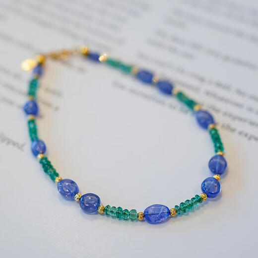 Feiyu Miwu tanzanite bracelet 18k gold beads natural emerald gemstone bracelet niche exquisite plus v lock new product preview sj_celia