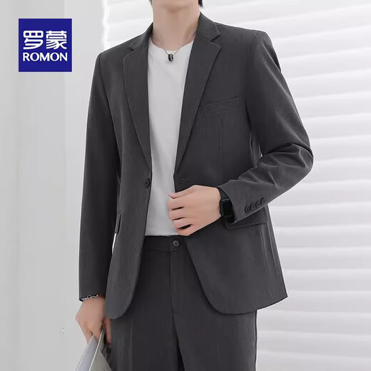 ROMON high-end casual suit men's business formal attire handsome spring and autumn Korean style versatile loose suit top dark gray - suit jacket single piece M recommended 100-120 Jin Jin equals 0.5 kg