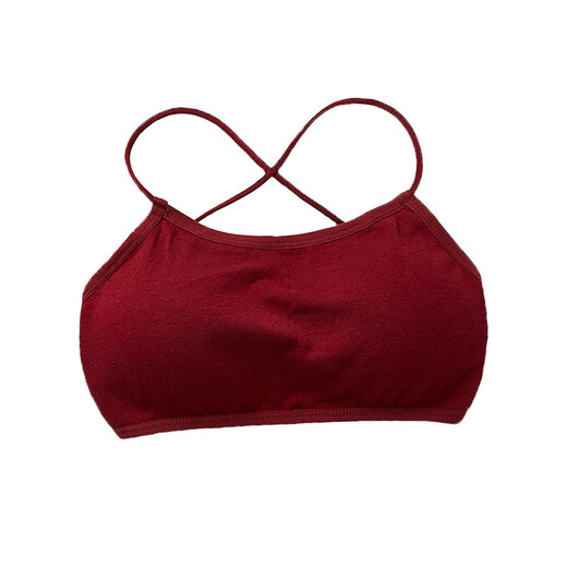 NJSKAKW pure cotton underwear student top-up Korean version of the beautiful back sling wrapped bra tube top junior high school girls underwear high school students single pack black one size fits all 70-125Jin Jin is equal to 0.5 kg