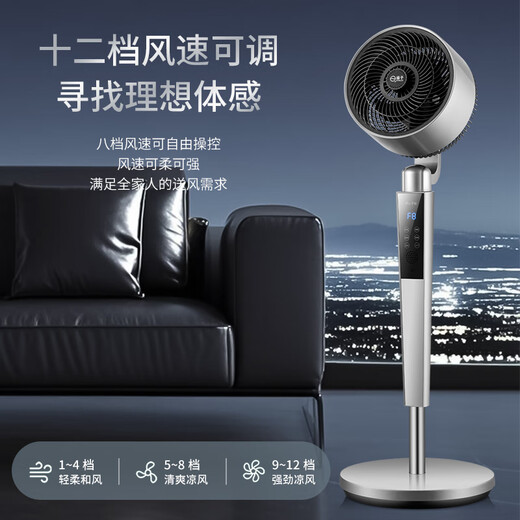 Yangtze Air Circulation Fan Electric Fan Household Desktop Vertical Silent Bass Shaking Fan High Wind Power 3D Intelligent Remote Control Floor Fan Violent Turbo Fan Living Room Bedroom Energy-Saving Electric Fan Classic Gray Mechanical Model 3 Gears + Aromatherapy + Figure Eight Shaking Head Fan + Platform Dual Use