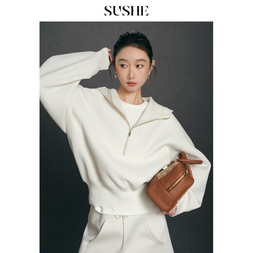 SUSHE Nian Yunshang Sports Tennis Wear Hooded Sweatshirt Elastic Waist Big Pocket A-Line Skirt Suit Jianshui White-Top M