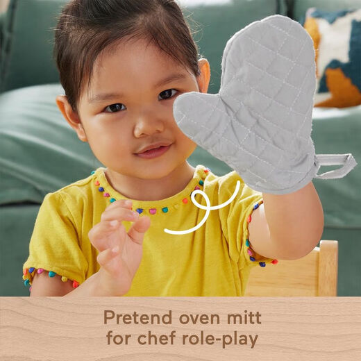 Fisher-Price children's kitchen role play wooden toys 19-piece set cooking game early education puzzle HXT83 US direct mail creative gift