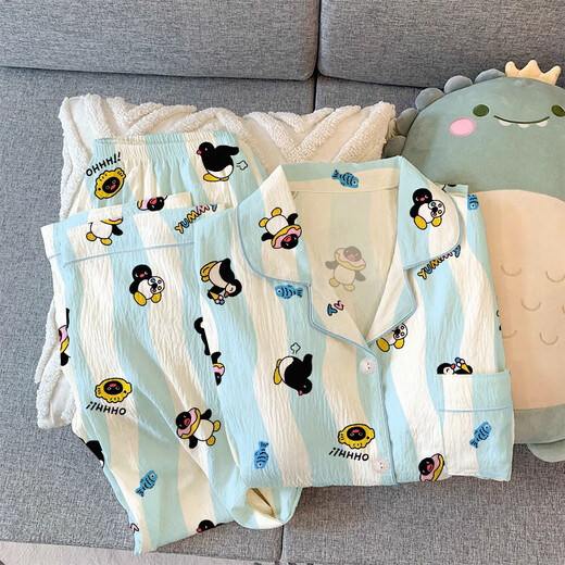 S.SofeAins Feng Penguin Pyjamas Frauen-Langarm-Zwei-Tiefe-Set von frischem Hausbekleidungsset KK3524# 170 m [vorgeschlagen 80-100jin [Jin ist 0,5 kg]]