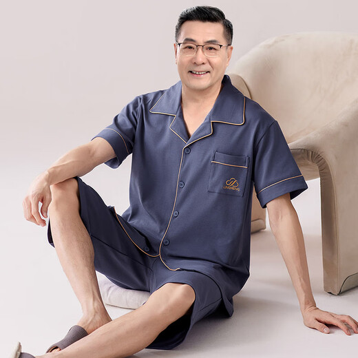 Modal 2025 mittleren und älteren Herren-Pyjamas im Sommer-Kurzärmel-Shorts-Kleidungsanzug von Dünnvaters Anzug des alten Mannes LMSJ9207 L (100-120jin [Jin ist gleich 0,5 kg])