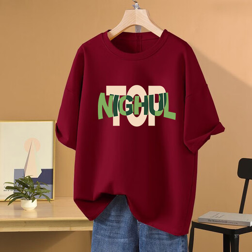 T-shirt pur 2025 Nouveau t-shirt à manches courtes de grande taille pour les femmes Top imprimé polyvalent en coton pur et mince.