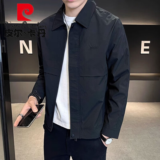 Pierre Cardin high-end executive jacket men's spring and autumn 2025 new versatile business casual lapel top men's black XL 130-145Jin Jin equals 0.5 kg