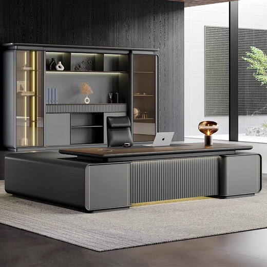 Ao Senming boss desk desk simple modern chairman president desk solid wood painted table and chair combination general manager executive desk 1.8 meters single cabinet boss desk