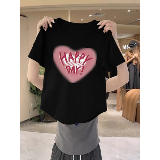 Rosa vordere Schulter kurzärmeligte T-Shirt für den Sommer für Frauen 2025 Neues Design Nische gebogen