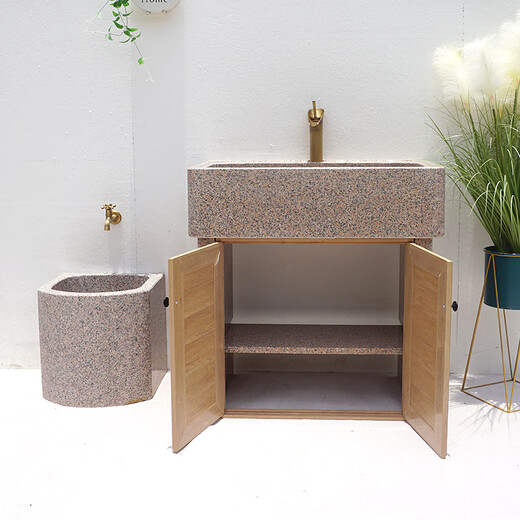 South Sandwich outdoor washbasin courtyard open-air marble balcony outdoor courtyard garden washbasin wash menu basin outdoor 60CM empty pool cabinet door