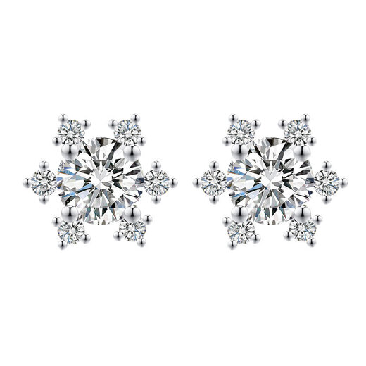 Jiuvia 999 pure silver snowflake earrings for women 2025 new versatile zircon earrings for sleeping, no need to remove, hypoallergenic ear bone nails S999 pure silver snowflake earrings gift box