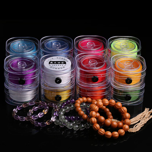 Zangmu Shijia flat silk elastic cord jade inscriptions playing monkey head crystal bracelet special elastic rope imported rubber band bead rope wear-resistant white 0.8mm80 meters