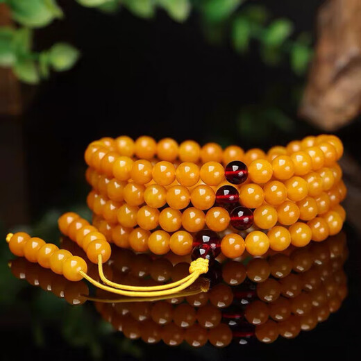 Confucian style, with national inspection certificate, natural raw mineral genuine old beeswax bracelet for men and women, single circle chicken oil yellow beeswax bracelet, old beeswax 16mm (standard men's style)