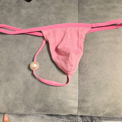 Men's Pearl Thong New Sexy Thin Band Panties Back Court Stimulation Pants Beads Anal Plug L50-65kg sss Pink Pearl Panties