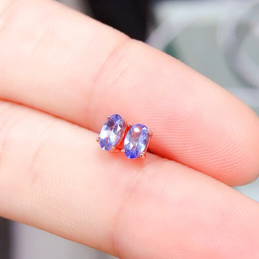 Puli natural tanzanite silver 18k gold earrings for women four-grab earrings crystal gem s925 sterling silver ear piercing earrings single main stone 3mm pair