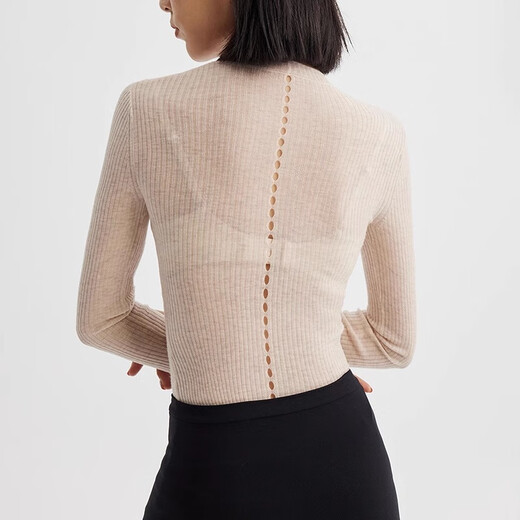 Wolford 沃尔福特时尚休闲空气羊毛针织内搭修身套头衫53203 9793 杏色 M