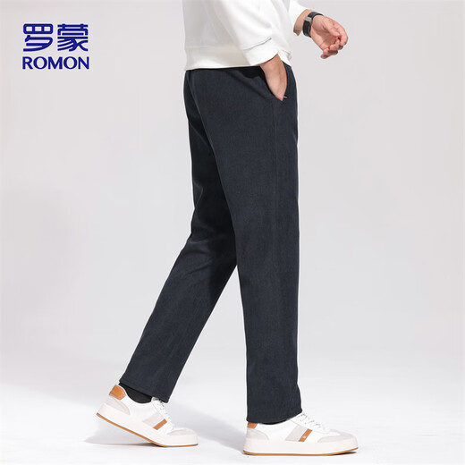 ROMON casual pants men's autumn loose business straight trousers corduroy warm sports pants men ZY02 dark gray X