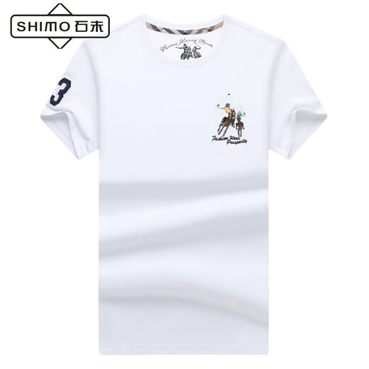 Camiseta de manga corta Shimo Brand SHIMO Camiseta de algodón de algodón de algodón bordado de algodón bordado de cuello redondo bordado de gran tamaño.
