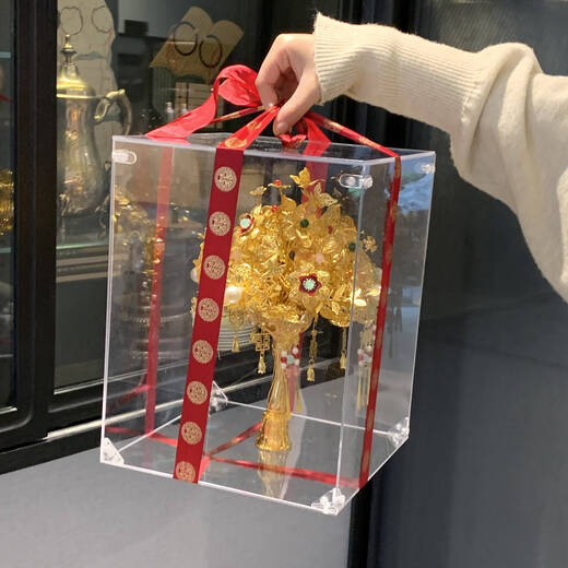 科茵格黄金色手捧花diy材料包中式婚礼新娘秀禾旗袍服晨袍闺蜜结婚礼物 点翠[diy材料包]+高档礼盒