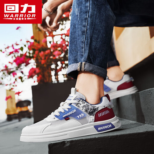 
Warrior men's shoes summer versatile mesh shoes men's breathable casual shoes men's L758N white red and blue 42