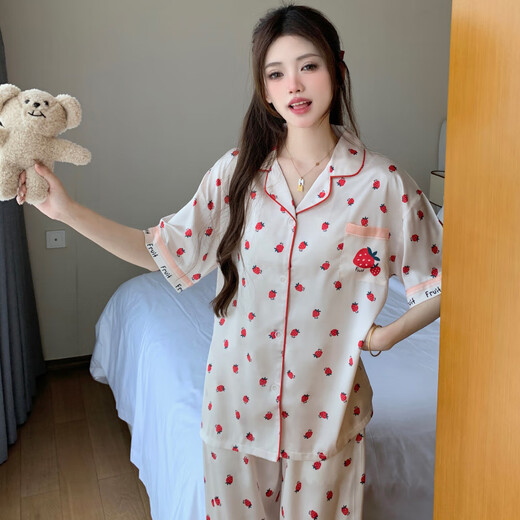 MODAL 2025 Été Nouveau printemps et automne Nouveau pantalon à manches courtes sucré et mignon Couverture de pyjamas à manches courtes peut être portée sur les vêtements extérieurs de la soie de glace de haute qualité 9905 [pantalon à manches courtes] M [80-100jin suggéré [Jin est égal à 0,5 kg]]]