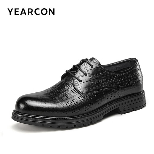 Yierkang Herrenschuhe Sommer Fashion Business Formale Schuhe geschlagen atmungsaktive Ledersandalen 57372W Schwarz 39