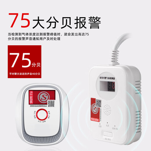 Zhongjia Woan gas alarm natural gas alarm household kitchen gas natural gas methane induction detector HS1CG fire CCCF certified combustible gas alarm