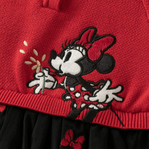 DAVE&BELLA children's skirt autumn and winter girls' plus velvet fake two-piece mesh sweater dress