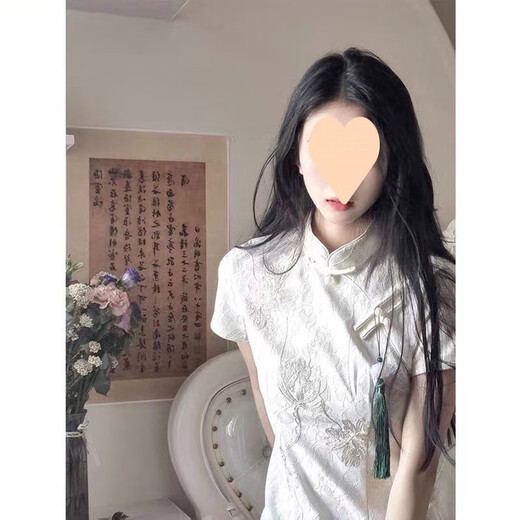 S.SOFEA夏日白色旗袍少女气质国风连衣裙 826米白色 S