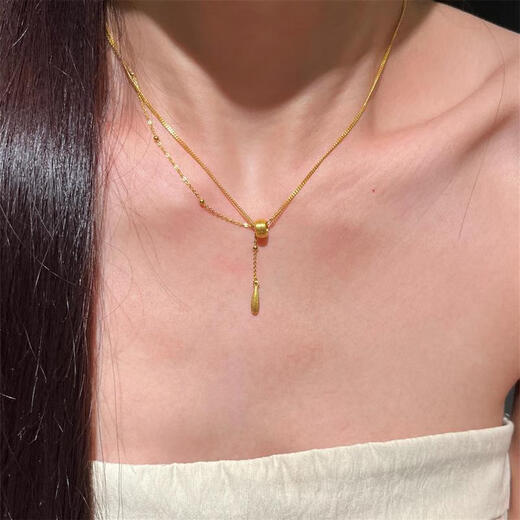 Feiyu retro French gold Rose Goddess Tears necklace for women, exquisite, fashionable and versatile high-end tassel clavicle chain pendant Rose Goddess Tears necklace