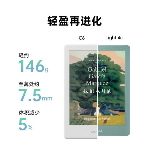 IReader consultation and benefits Light4C 6-inch color screen electronic paper book e-book reader Color ink screen smart learning portable reading book Light 4C language green stand-alone