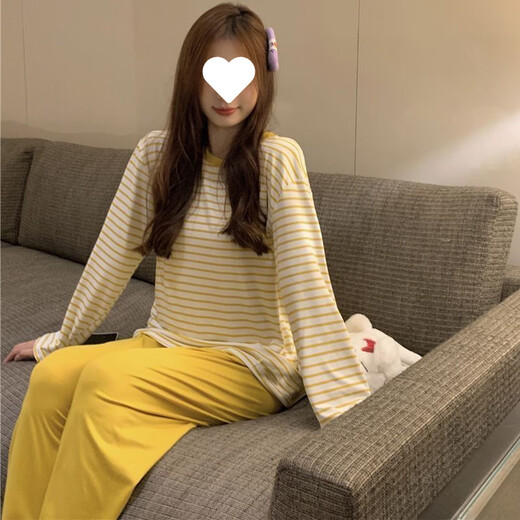 COLORFUL GEMS bean paste color pajamas for women new long-sleeved nightgowns for home clothes spring, summer and autumn boyfriend style 681# bean paste color shirt skirt 170 M (75-95Jin[Jin equals 0.5 kg])