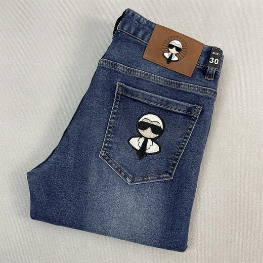 Karl Lagerfeld Karl Lagerfeld High-End High-End French Laffer Jeans Frühling und Sommer Dünnstil Männer schlanker geradlinig vielseitiger Trendy Stickerei 983 Retro Blue Spring und Sommer Dünnstil 983 Retro Blue Spring 36 Empfohlenes Gewicht 170-180 Jin [Jin gleich 0,5 kg]