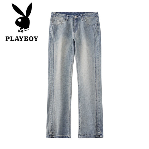 Playboy (Playboy) Jeans micro-flare para hombres primavera y otoño American High Street Summer Retro Retro Boys 'Hands Boys Casual Cashilers 9901 Azul Nostálgico S [26-27 tamaños]