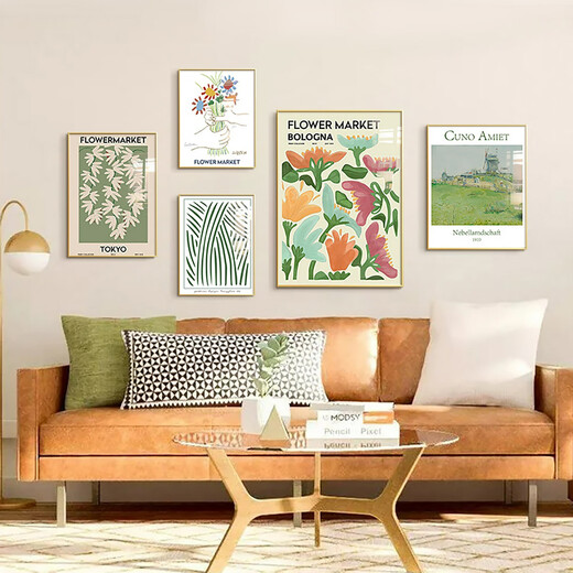 William Morris Dekorative Malmalerei Nordisches Wohnzimmer Sofa Hintergrund Wandhänge Malerei Nische Kunst Kombination Holzstil Wand ZSH12123-Chunchao Die Kombinationsgröße beträgt ungefähr 19090 cm schwarzer Rahmen + rein