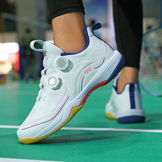 Black badminton shoes for men and women, couples free lace-up competition training sports shoes for older children, junior high school students, volleyball shoes, black 42