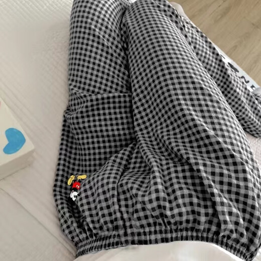 Fhhuabd Pyjama Hosen Mickey Plaidhose Frühling und Sommer Dünne Freizeithosen zu Hause und die Schüler können im Herbst 854 eine Walkhose nehmen [Hosen] l [95-115jin [Jin entspricht 0,5 kg]]