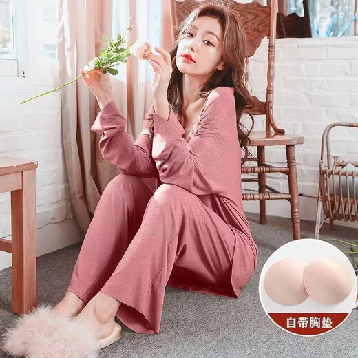 姿伟祺长袖睡裙女小个子家居服感2025 681#豆沙翻领裙(版) 175 L (95-110斤)