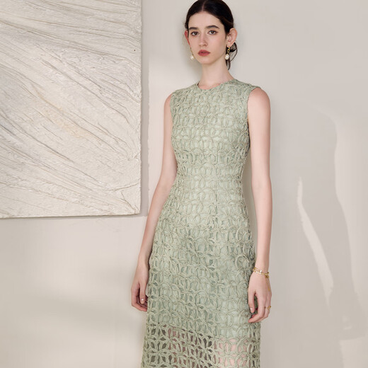 
ROEYSHOUSE ROYYSHOUSE Temperament Green Sleeveless Dress Women's 2025 Summer New High-end Light Men's Slim Skirt 12040 Green 2XL