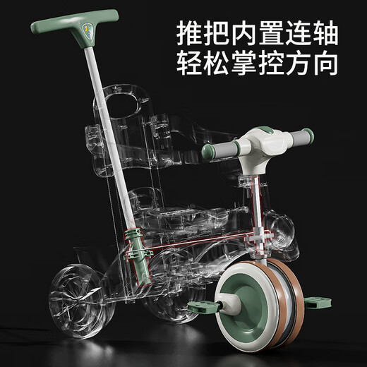 Xulin Japanese children's tricycle bicycle 1-3-6 years old can ride and push the trolley multi-functional baby walking artifact orange top with folding shed music lights / pedal fence detachable / push rod controllable