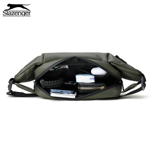 Slazenger trendy brand magnetic buckle crossbody bag men's shoulder bag large capacity mobile phone waist bag cycling sports and leisure chest bag