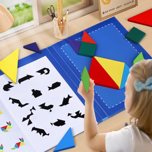 Dan Miqi Magnetic Tangram Classic Geométrique Géométrique Cognitive Wood Building Blocs Puzzle Puzzing Educational Toys
