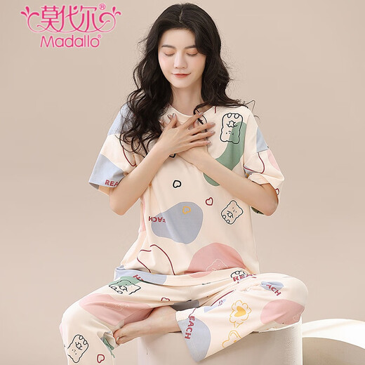 Modal new pajamas for women in summer pure cotton short-sleeved trousers for summer loose can be worn outside for women's home clothes thin two-piece set YS-683 L