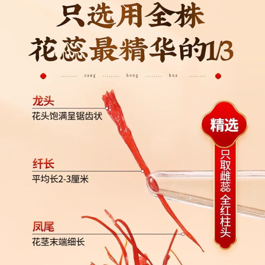 内廷上用北京同仁堂北京同仁堂藏红花西藏红花女性泡茶喝气血养生官方药房 【药房直售】北京同仁堂藏红花 三盒(2盒价)