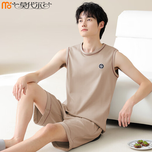Modal Pyjamas Herren Sommer 100% reines Baumwollhändler Weste Shorts für Herren Sommerweste Home Clothing Set 02J13658 4xl