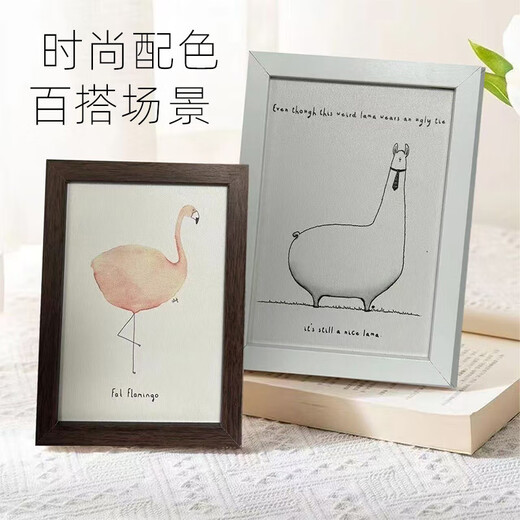 Three-dimensional photo frame Nordic simple table hanging wall 5 inches 6 inches 7 inches 8 inches 10 inches aA4 inches 12 inches photo frame wood color empty frame high-end non-customized photo wash wall 5 inches (can hold 8.9*12.7cm) horizontal and vertical table wood color