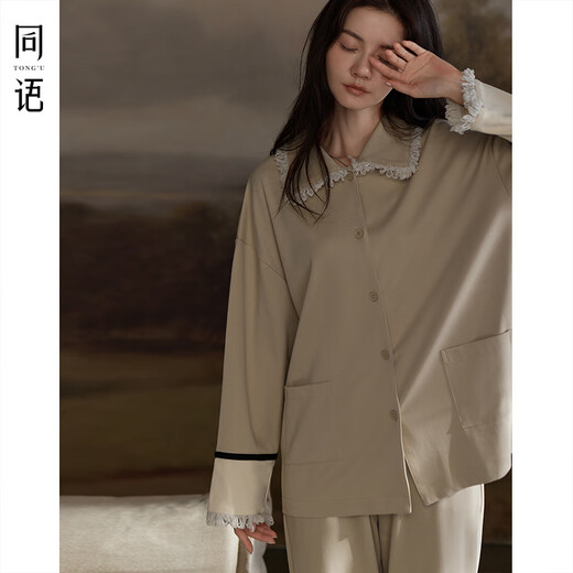 同语睡衣女莫代尔棉春夏季长袖家居服女士时尚可外穿新款宽松套装 女士-M3884 M 160(身高155-163cm，体重90-1