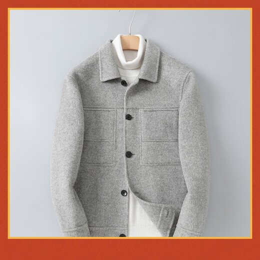 Doberman double-sided wool jacket men's short British Albaka alpaca wool coat wool coat gray XL