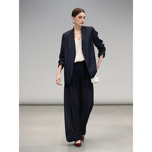 COCOBELLA quiet luxury style simple temperament worsted texture suit women's business commuting suit SI0001 deep sea blue L