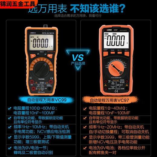 Pupan Shengli Multimeter Digital intelligenter Automatikbereich 99/9717 Messungstemperatur VC99 Standard